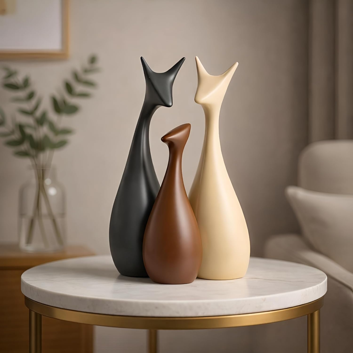 Xtore® Home Decor Lucky Deer Family Matte Finish Ceramic Figures