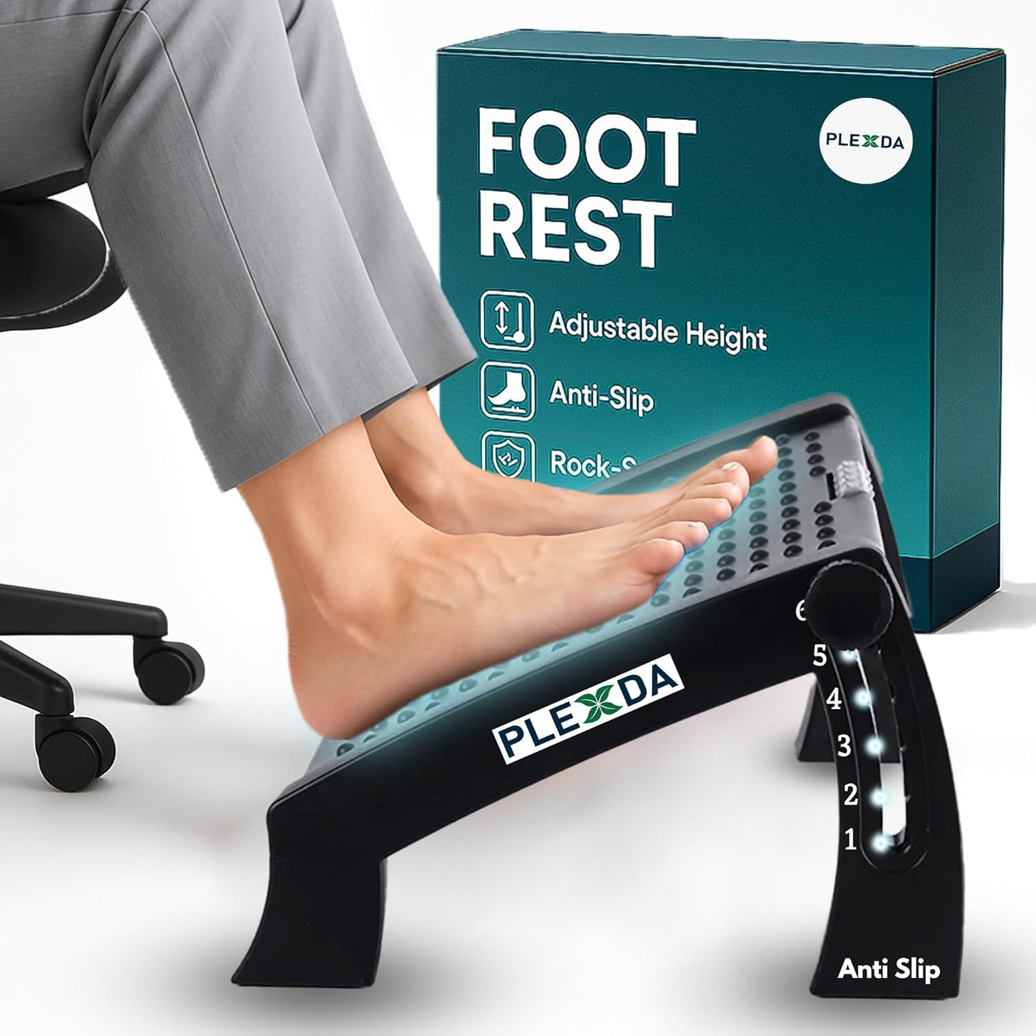 Adjustable Foot Rest for Office Chair with Massage Texture and