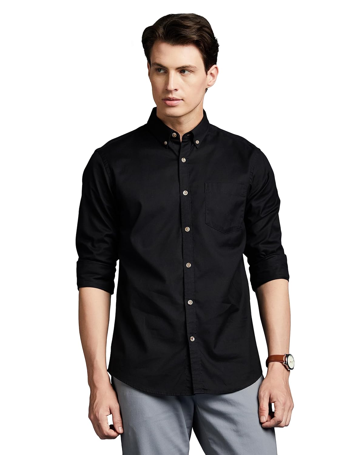 Symbol Premium Men Stylish Solid All Day Fresh Buttondown Casual