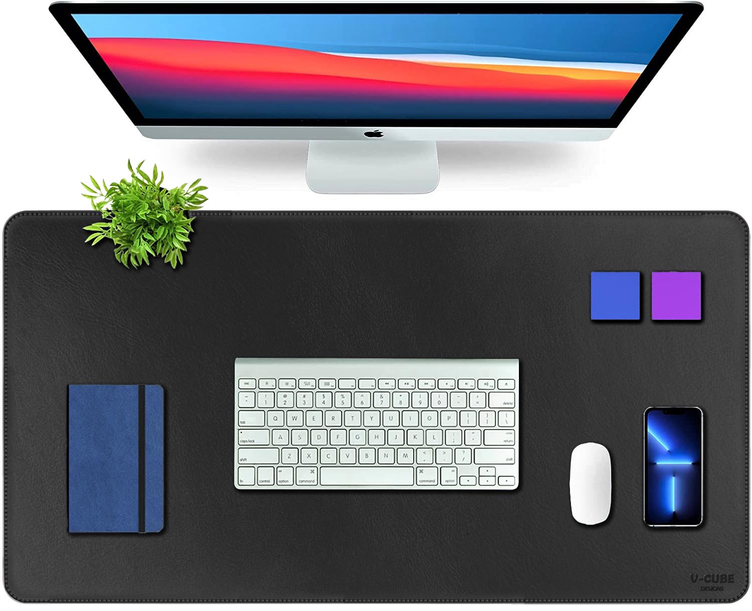 V-CUBE Designs Premium Vegan Leather Desk Mat 90X45cm 2.4mm Thick&Padded|Laptop